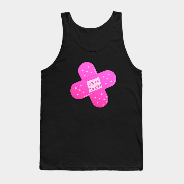 Its Ok To Cry Pink Bandaid Tank Top by ROLLIE MC SCROLLIE